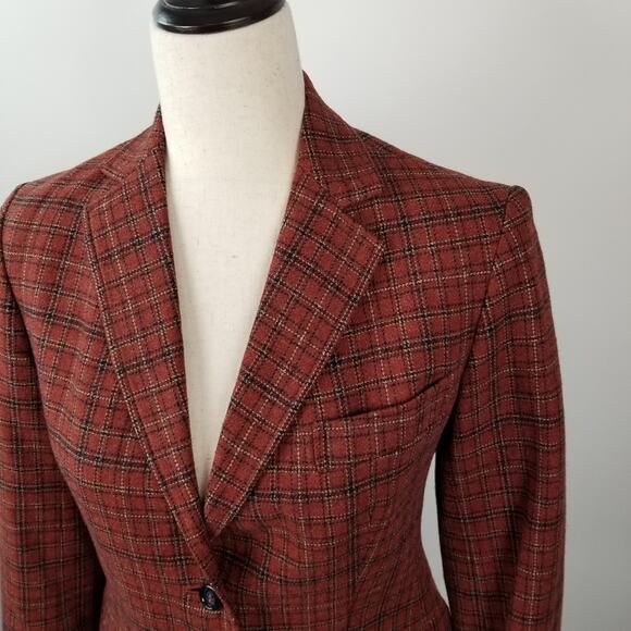Evan Picone Saks Fifth Ave Rust Red Wool Blazer Jacket Lined Nice! Size M - Picture 3 of 9
